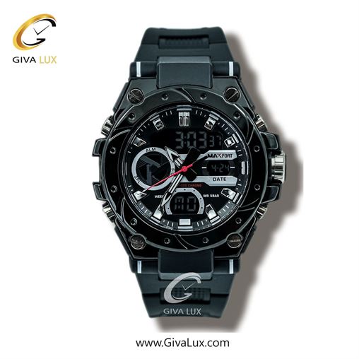 ساعت مچی اورجینال مردانه-اسپرت مکس فورت (MAXFORT) دو زمانه مشکی | مشکی| مشکی| کد رفرنس MX8029-4-0