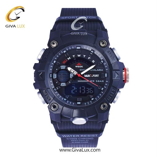 ساعت مچی اورجینال مکس فورت (MAXFORT) مردانه دو زمانه مشکی/ مشکی/ مشکی -  MX-8040/B