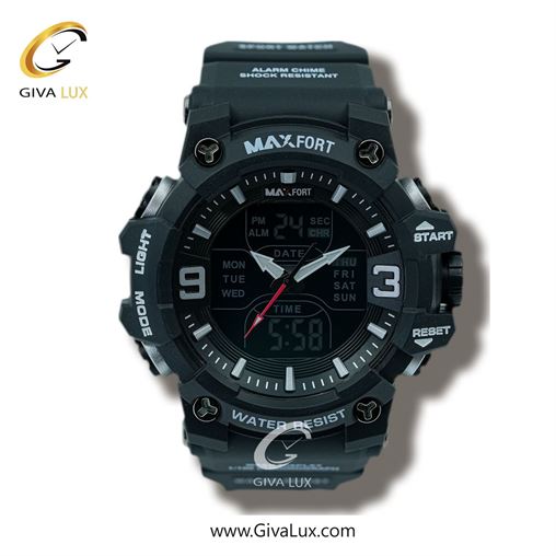 ساعت مچی اورجینال مردانه-اسپرت مکس فورت (MAXFORT) دو زمانه تیتانیوم | تیتانیوم(زغالی)| مشکی| کد رفرنس MX8049-1-0