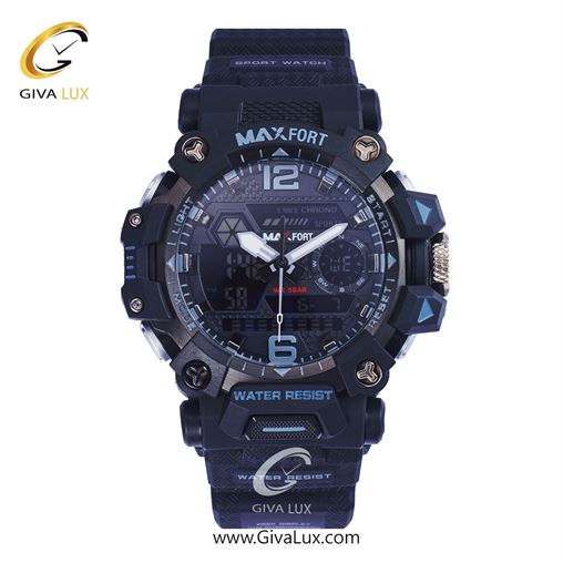 ساعت مچی اورجینال مکس فورت (MAXFORT) مردانه دو زمانه مشکی/ مشکی/ مشکی -  MX-8072/B