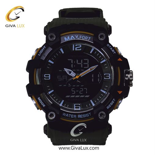 ساعت مچی اورجینال مردانه مکس فورت (MAXFORT) دو زمانه مشکی | سبز| سبز| کد رفرنس MX-8089-30