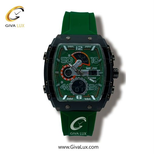 ساعت مچی اورجینال مردانه مکس فورت (MAXFORT) دو زمانه مشکی | سبز| سبز| کد رفرنس MX8109-2-0