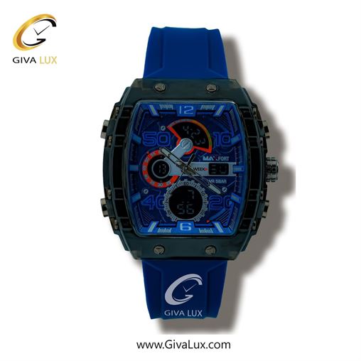 ساعت مچی اورجینال مردانه مکس فورت (MAXFORT) دو زمانه مشکی | آبی| آبی| کد رفرنس MX8109-4-0