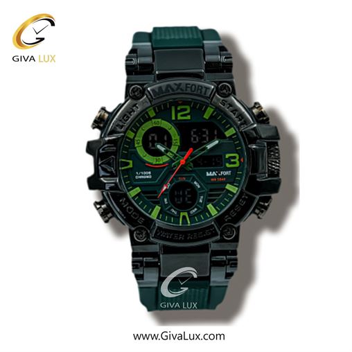 ساعت مچی اورجینال مردانه مکس فورت (MAXFORT) دو زمانه مشکی | سبزآبی| سبز یشمی تیره| کد رفرنس MX8110-4-0