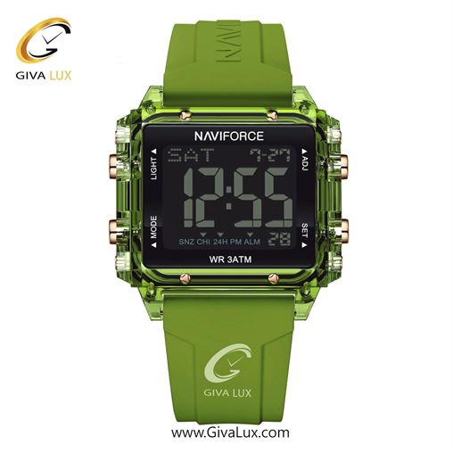 ساعت مچی اسپرت بند سیلیکونی آبی کاربنی ناوی فورس (نیوی فورس) کد NF7101-GN/GN  NF7101-GNGN.jpg