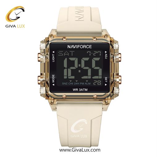 ساعت مچی اسپرت بند سیلیکونی شیری ناوی فورس (نیوی فورس) کد NF7101-RG/BG  NF7101-RGBG.jpg