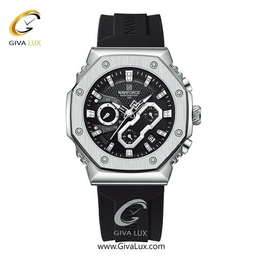 ساعت مچی اورجینال ناوی فورس مردانه سه موتوره کرنوگراف نقره ای | مشکی | مشکی | کد رفرنس NF8035-S/B/W