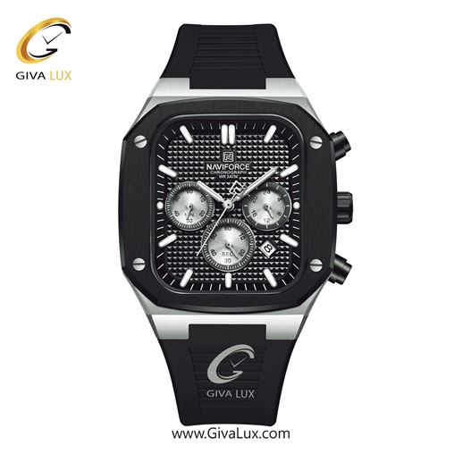 ساعت مچی اورجینال ناوی فورس مردانه سه موتوره کرنوگراف رزگلد/ مشکی/ مشکی -  NF8037 NF8037-SBB.jpg