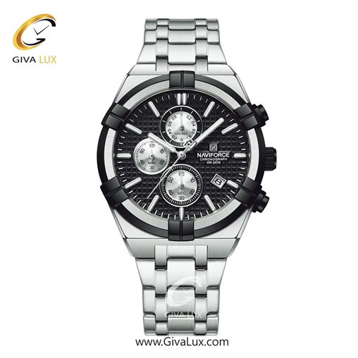 ساعت مچی اورجینال ناوی فورس مردانه سه موتوره کرنوگراف نقره ای-طلایی | طلایی-نقره ای | مشکی | کد رفرنس NF8042-S/B/G NF8042-SBS.jpg