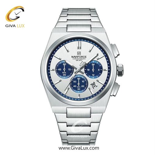 ساعت مچی اورجینال ناوی فورس مردانه سه موتوره کرنوگراف رزگلد-نقره ای | نقره ای | آبی | کد رفرنس NF8048-S/BE/RG NF8048-SBES-M.jpg