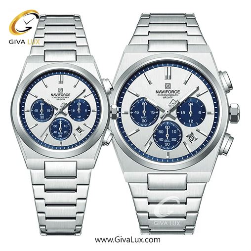 ساعت مچی اورجینال ناوی فورس ست سه موتوره کرنوگراف رزگلد-نقره ای | نقره ای | آبی | کد رفرنس NF8048-S/BE/RG NF8048-SBES.jpg