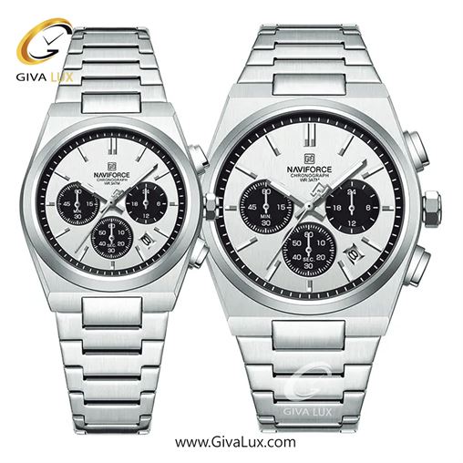 ساعت مچی اورجینال ناوی فورس ست سه موتوره کرنوگراف نقره ای-رزگلد | نقره ای | سفید | کد رفرنس NF8048-S/W/RG NF8048-SWS.jpg