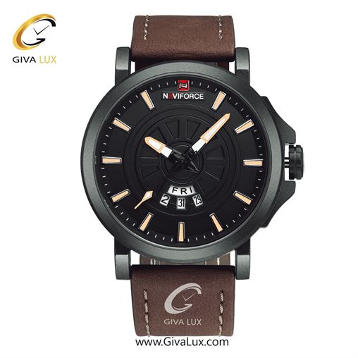 ساعت مچی مردانه بند چرمی قهوه‌ای تیره ناوی فورس (نیوی فورس) کد NF9125-B/Y/D.BN  NF9125-BYDBN.jpg