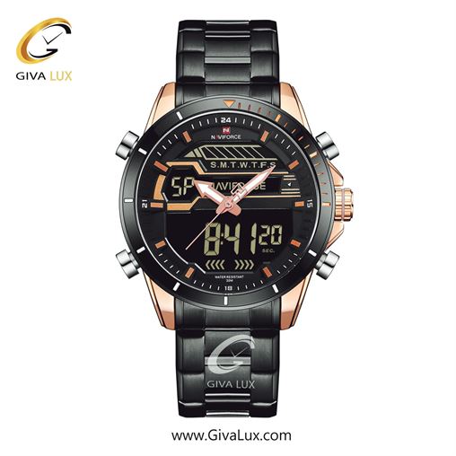 ساعت مچی اورجینال بند فلزی دوزمانه ناوی فورس (نیوی فورس) کد NF9133-RGRG NF9133-RGRG.jpg