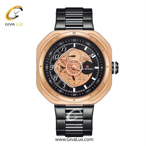 ساعت مچی مردانه بند فلزی مشکی ناوی فورس (نیوی فورس) کد NF9141-RG/W/B NF9141-RGWB.jpg