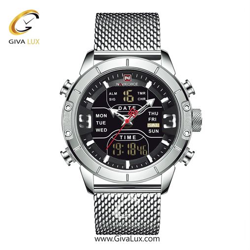 ساعت مچی مردانه بند حصیری نقره‌ای ناوی فورس (نیوی فورس) کد NF9153-S/B NF9153-SB.jpg