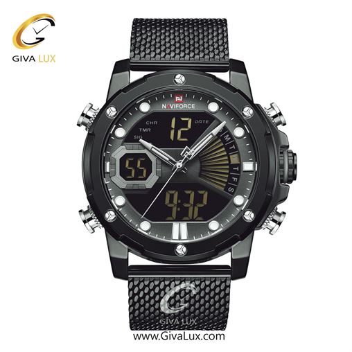  ساعت مچی مردانه بند فلزی مشکی ناوی فورس (نیوی فورس) کد NF9172-B/GY/B NF9172-BGYB.jpg