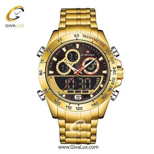 ساعت مچی مردانه بند فلزی طلایی ناوی فورس (نیوی فورس) کد NF9188-G/G/G  NF9188-GGG.jpg