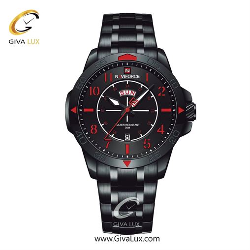 ساعت مچی مردانه بند فلزی مشکی ناوی فورس (نیوی فورس) کد NF9204-B/R/B NF9204-BRB.jpg