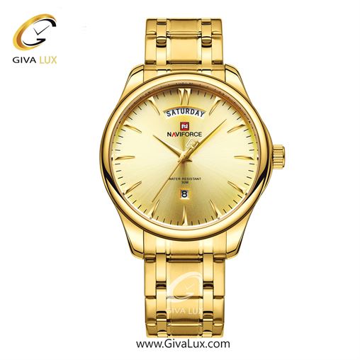 ساعت مچی مردانه بند فلزی طلایی ناوی فورس (نیوی فورس) کد NF9213-G/G  NF9213-GG.jpg