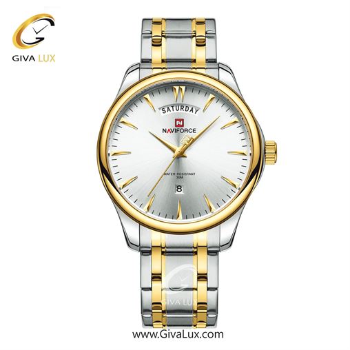 ساعت مچی مردانه بند فلزی نقره‌ای ناوی فورس (نیوی فورس) کد NF9213-G/W  NF9213-GW.jpg