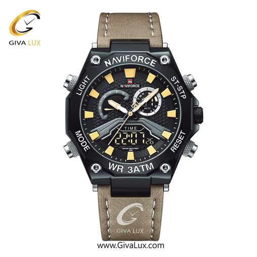 ساعت مچی مردانه بند چرمی قهوه‌ای ناوی فورس (نیوی فورس) کد NF9220-B/Y/BN 	 NF9220-BYBN.jpg