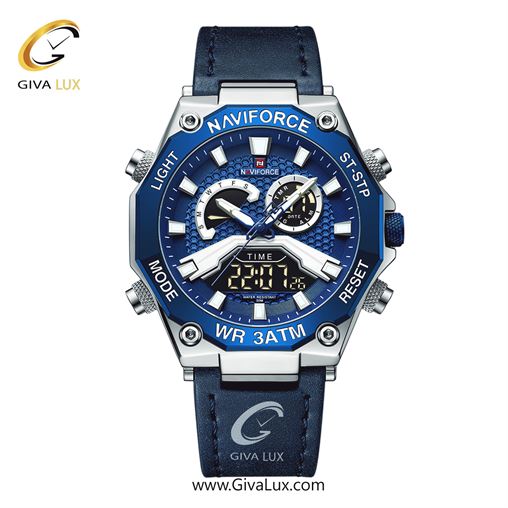 ساعت مچی مردانه بند چرمی آبی کاربنی ناوی فورس (نیوی فورس) کد NF9220-B/Y/BN 	 NF9220-SBEBE.jpg