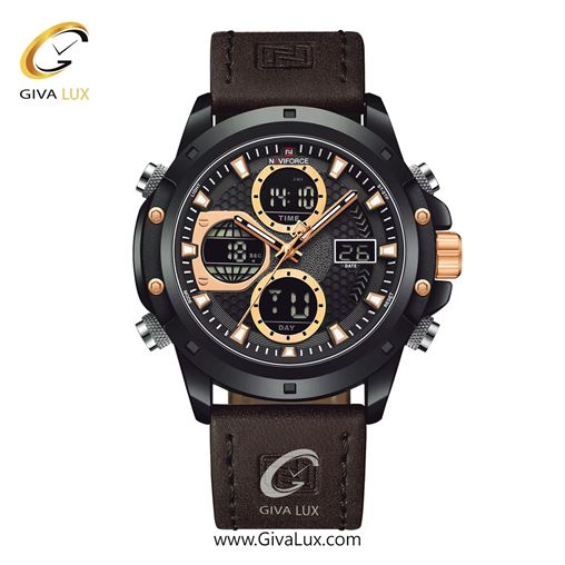 ساعت مچی مردانه بند چرمی سبز ناوی فورس (نیوی فورس) کد NF9225-B/RG/D.BN NF9225-BRGD.BN.jpg