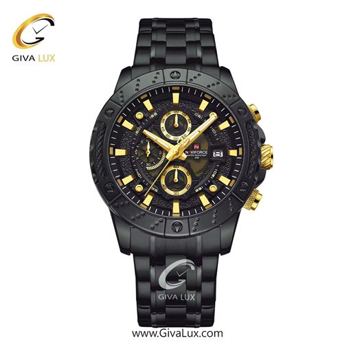 ساعت مچی مردانه بند فلزی مشکی ناوی فورس (نیوی فورس) کد NF9227-B/G/B NF9227-BGB.jpg