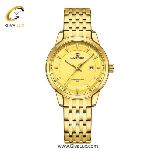 ساعت مچی زنانه بند فلزی طلایی ناوی فورس (نیوی فورس) کد NF9228-G/G/G NF9228-GGG-W.jpg