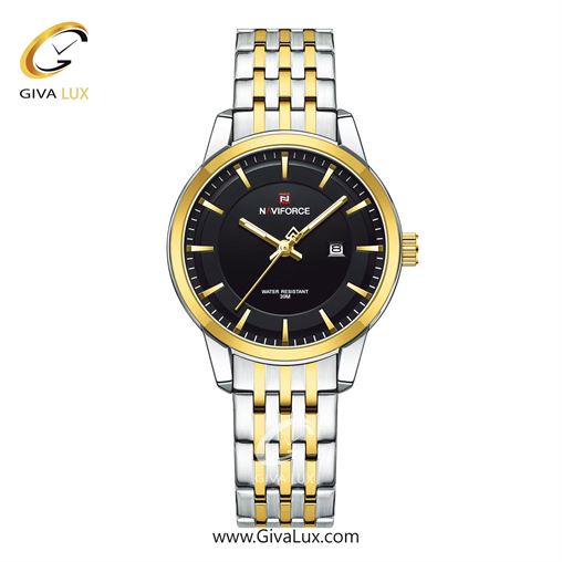 ساعت مچی زنانه بند فلزی نقره‌ای طلایی ناوی فورس (نیوی فورس) کد NF9228-S/B/G NF9228-SBG-W.jpg