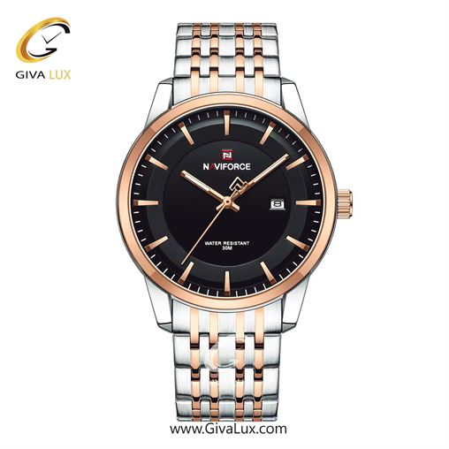 ساعت مچی مردانه بند فلزی نقره‌ای رزگلد ناوی فورس (نیوی فورس) کد NF9228-S/B/RG NF9228-SBRG-M.jpg