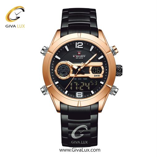 ساعت مچی اورجینال مردانه ناوی فورس|Naviforce|نوی فورس|نیوی فورس دو زمانه رزگلد | مشکی| مشکی| کد رفرنس NF9232 -RG/B/B NF9232-RGBB.jpg