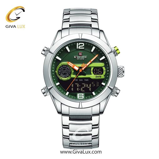 ساعت مچی اورجینال مردانه ناوی فورس|Naviforce|نوی فورس|نیوی فورس دو زمانه نقره ای | نقره ای| سبز| کد رفرنس NF9232 -S/GN/S NF9232-SGNS.jpg