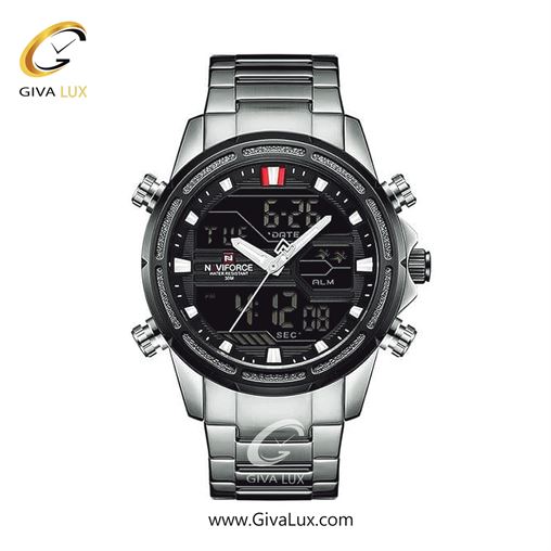 ساعت مچی مردانه دوزمانه بند استیل مشکی ناوی فورس (نیوی فورس) NF9138 G/G SBW.jpg