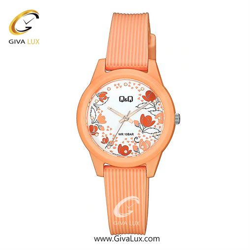 ساعت مچی اورجینال زنانه کیو اند کیو Q&Q گلبهی | گلبهی| گلدار/طرحدار-سفید| کد رفرنس V01A-011VY