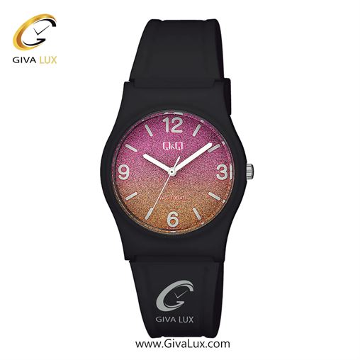 ساعت مچی اورجینال زنانه کیو اند کیو Q&Q مشکی | مشکی| طلایی-صورتی| کد رفرنس V27A-013VY