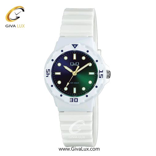 ساعت مچی اورجینال زنانه کیو اند کیو Q&Q سفید | سفید| سبز یشمی تیره-سرمه ای| کد رفرنس VR19J023Y