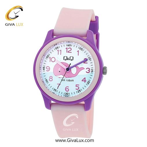 ساعت مچی اورجینال بچه گانه کیو اند کیو Q&Q صورتی-بنفش | صورتی| گلدار/طرحدار| کد رفرنس VS59J001Y