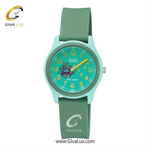 ساعت مچی اورجینال بچه گانه کیو اند کیو Q&Q سبز-سبزآبی | سبز| گلدار/طرحدار-سبز| کد رفرنس VS59J006Y