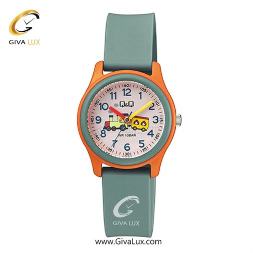 ساعت مچی اورجینال بچه گانه کیو اند کیو Q&Q سبز خاکستری-نارنجی | سبز خاکستری| سفید-گلدار/طرحدار| کد رفرنس VS59J008Y