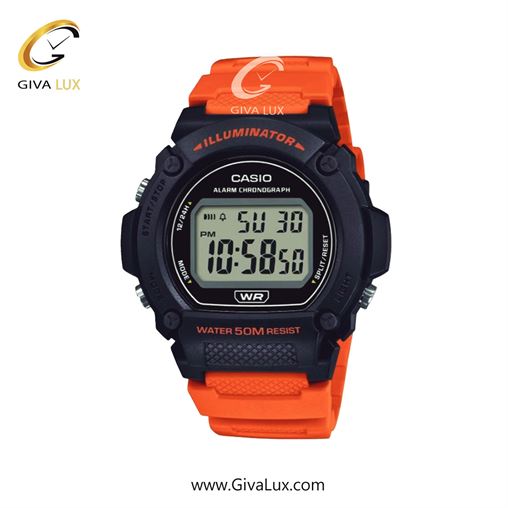 ساعت مچی اورجینال مردانه کاسیو Casio مشکی | نارنجی| مشکی| کد رفرنس W-219H-4AVDF