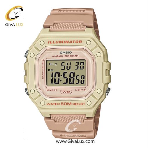 ساعت مچی اورجینال زنانه کاسیو Casio شیری | گلبهی| صورتی| کد رفرنس W-218HC-4A2VDF