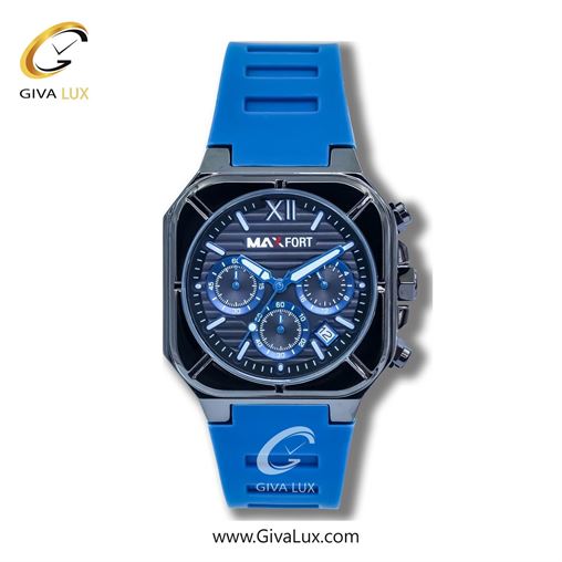 ساعت مچی اورجینال مردانه مکس فورت (MAXFORT) سه موتوره کرنوگراف تیتانیوم | آبی| آبی| کد رفرنس W9D01-4-0