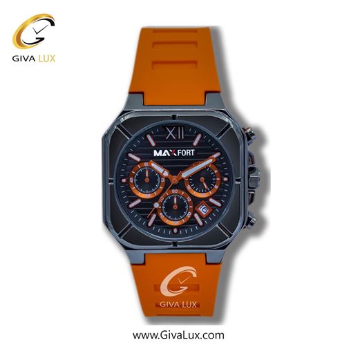 ساعت مچی اورجینال مردانه مکس فورت (MAXFORT) سه موتوره کرنوگراف تیتانیوم | نارنجی| دودی|تیتانیوم| کد رفرنس W9D01-7-0