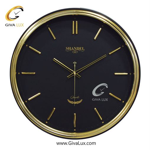 ساعت دیواری اورجینال شاندل پلاستیک فشرده ABS مشکی-طلایی| کد رفرنس X102