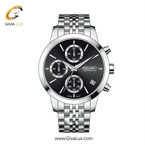 ساعت مچی اورجینال زنانه سیکو (کانتیننتال) | Seiko (Continental)  سه موتوره کرنوگراف نقره ای | نقره ای| مشکی| کد رفرنس 0412