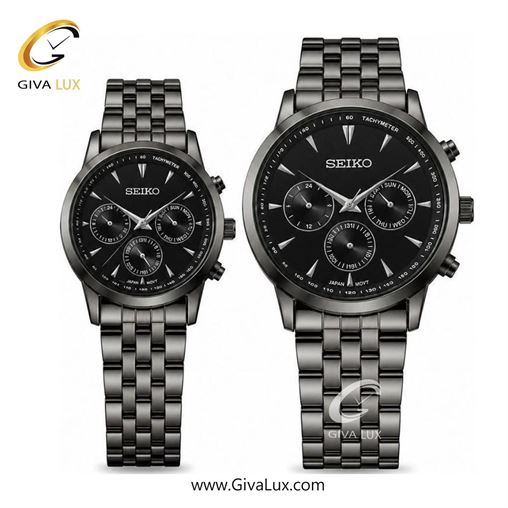 ساعت مچی  ست سیکو SEIKO سه موتوره فول تایم تیتانیوم | تیتانیوم| مشکی|