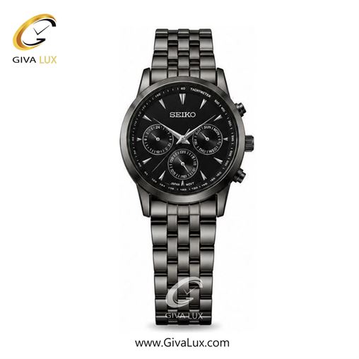 ساعت مچی  زنانه سیکو SEIKO سه موتوره فول تایم مشکی | مشکی| مشکی| seiko-55L.jpg