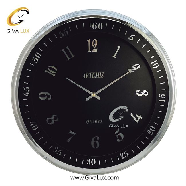 ساعت دیواری اورجینال آرتمیس آلیاژ فلزی نقره ای| کد رفرنس 90015، مدل: 2037SilverBlack